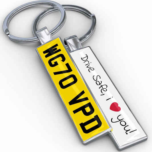 Personalised Metal Number Plate Keyring - Premium Custom Car Gift