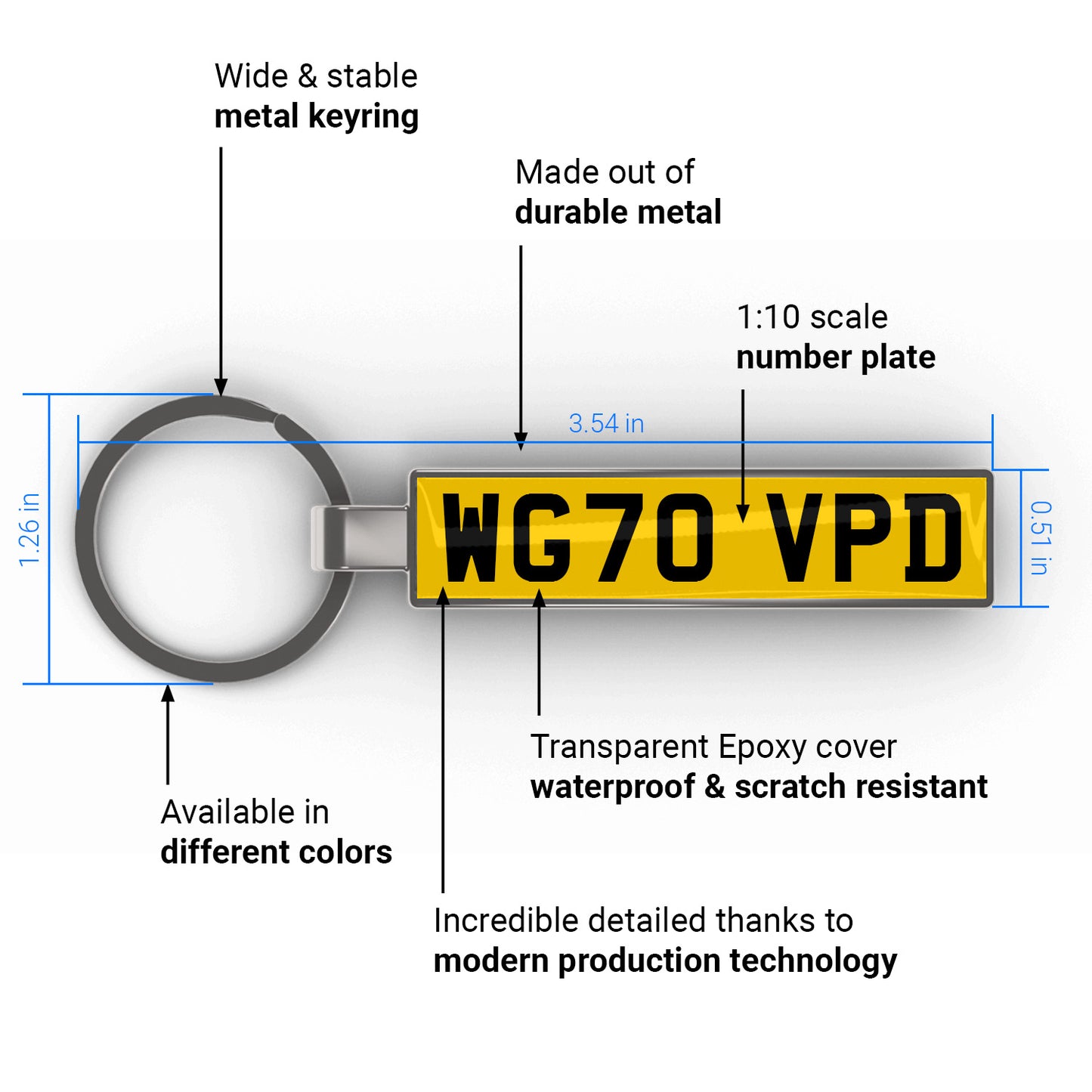 Personalised Metal Number Plate Keyring